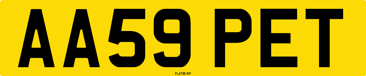AA59 PET Number Plate