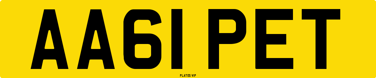 AA61 PET Number Plate