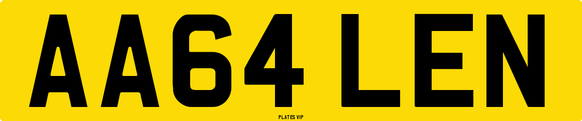 AA64 LEN Number Plate
