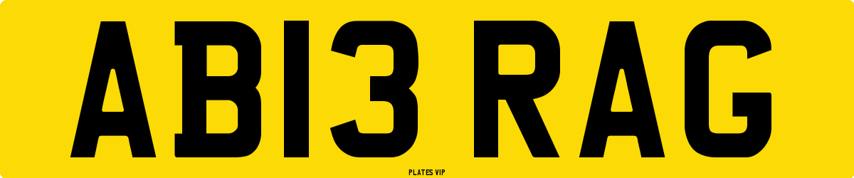 AB13 RAG Number Plate
