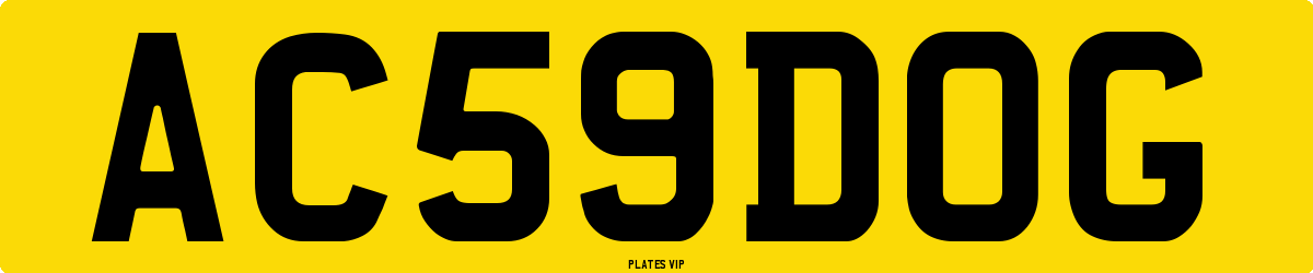 AC 59 DOG Number Plate