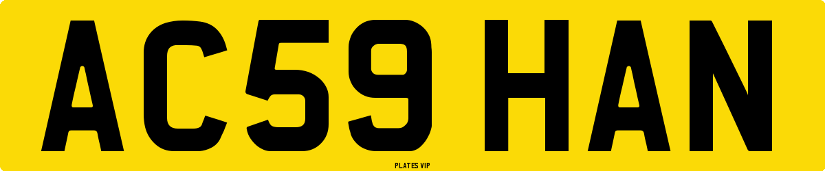 AC59 HAN Number Plate