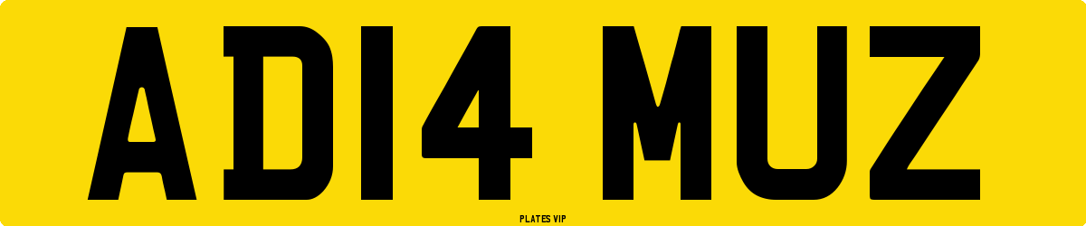 AD14 MUZ Number Plate
