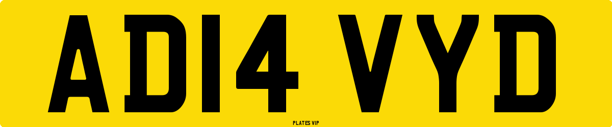AD14 VYD Number Plate