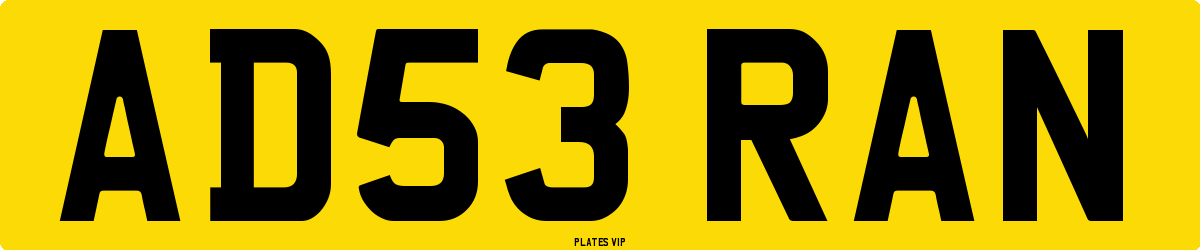 AD53 RAN Number Plate