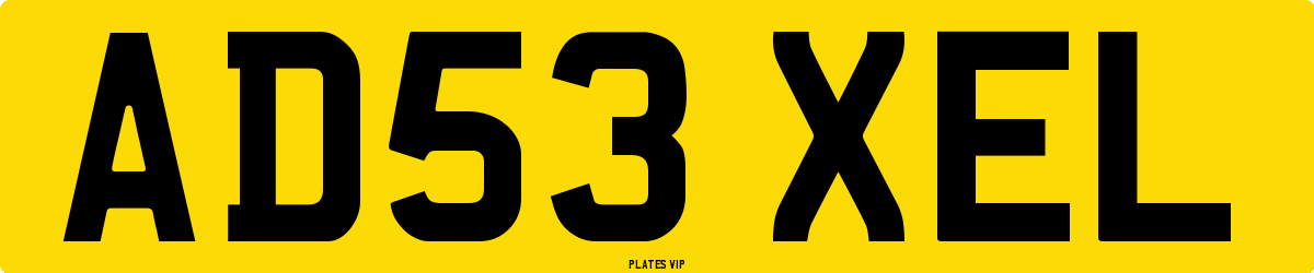 AD53 XEL Number Plate