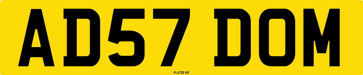 AD57 DOM Number Plate