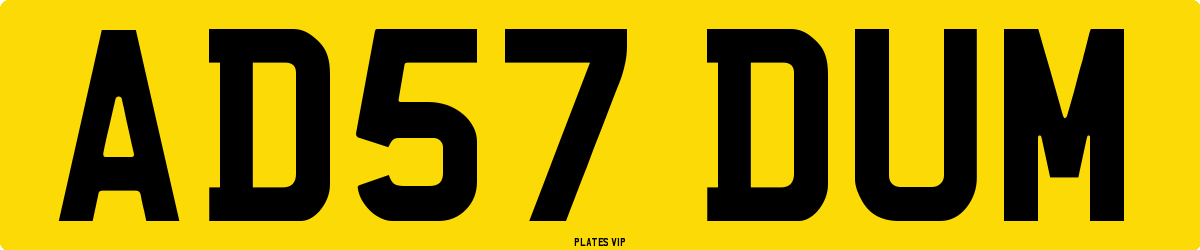 AD57 DUM Number Plate