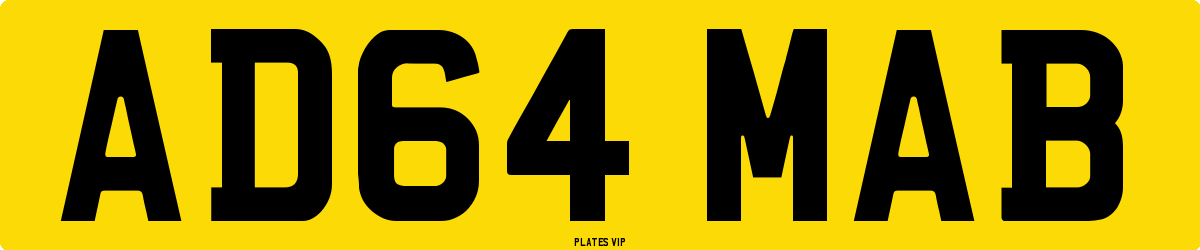 AD64 MAB Number Plate