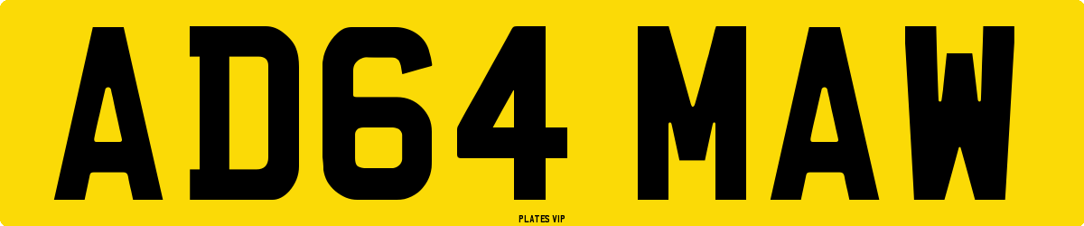 AD64 MAW Number Plate