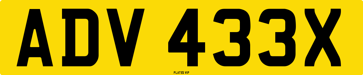 ADV 433X Number Plate