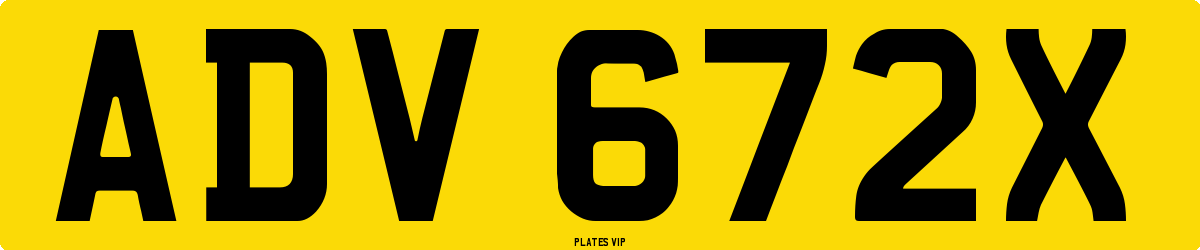 ADV 672X Number Plate