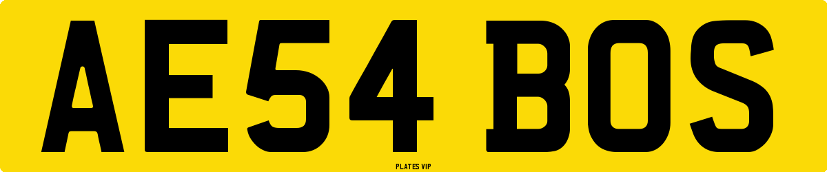 AE54 BOS Number Plate