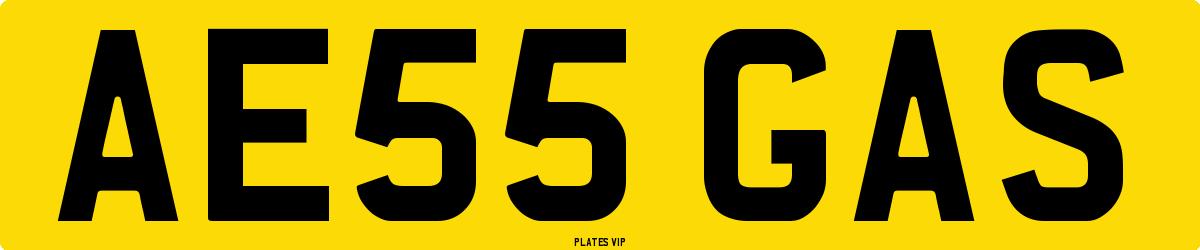 AE55 GAS Number Plate