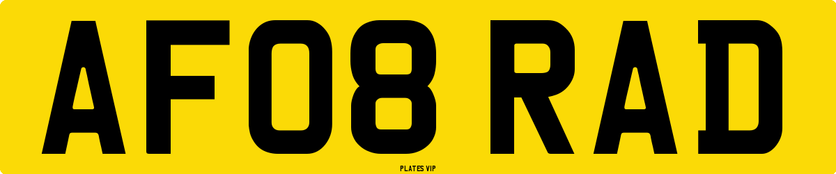 AF08 RAD Number Plate