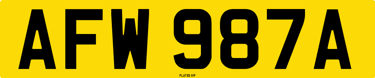 AFW 987A Number Plate
