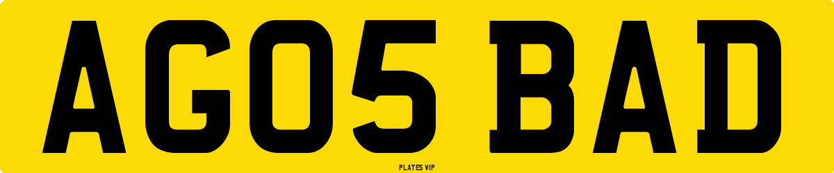 AG05 BAD Number Plate