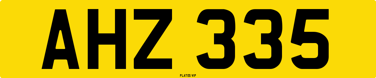 AHZ 335 Number Plate