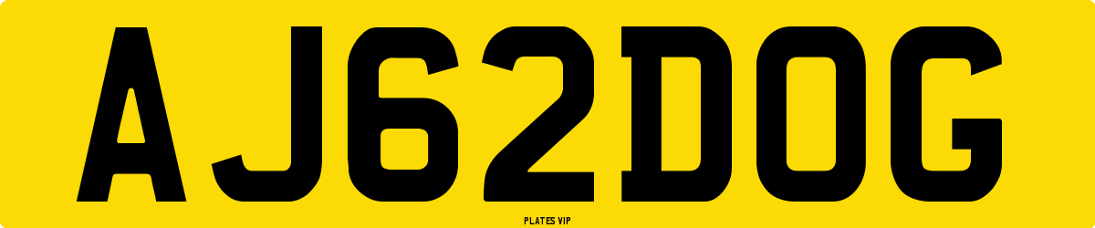 AJ 62 DOG Number Plate