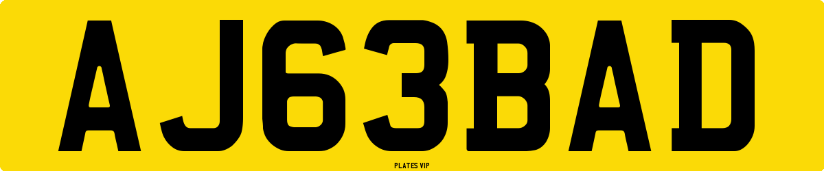 AJ 63 BAD Number Plate