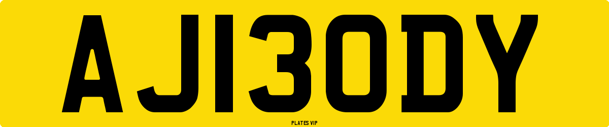 AJ13ODY Number Plate