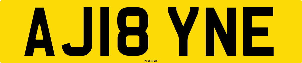 AJ18 YNE Number Plate