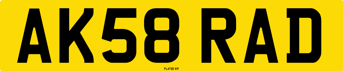 AK58 RAD Number Plate