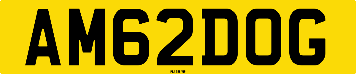 AM 62 DOG Number Plate