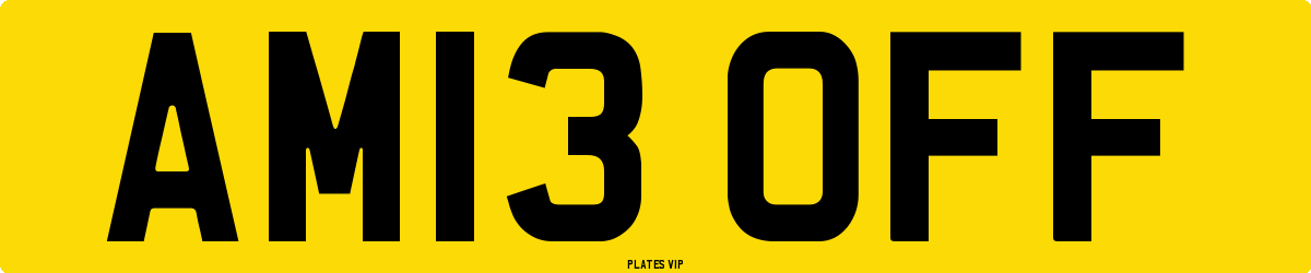 AM13 OFF Number Plate