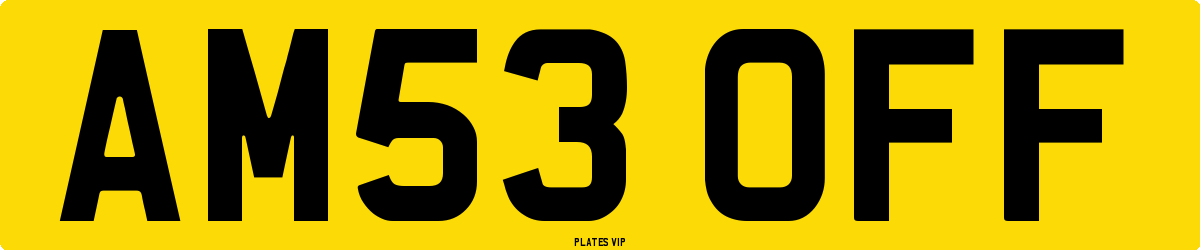 AM53 OFF Number Plate