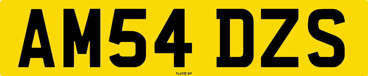 AM54 DZS Number Plate