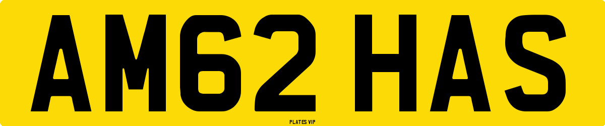 AM62 HAS Number Plate