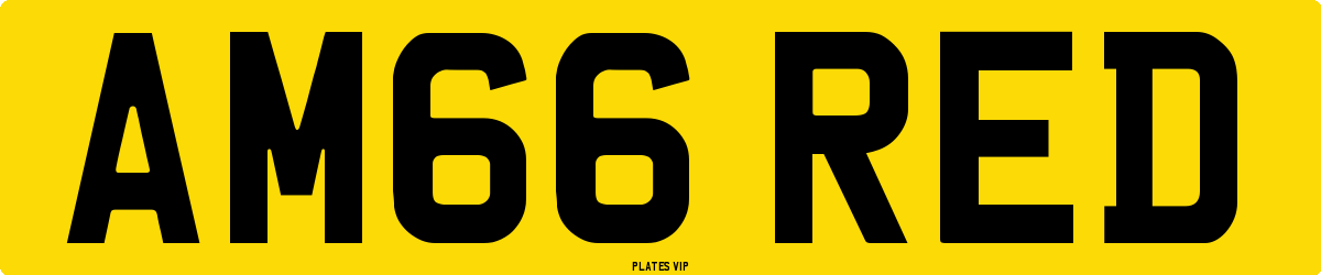 AM66 RED Number Plate