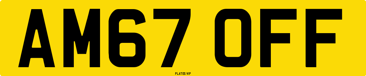 AM67 OFF Number Plate