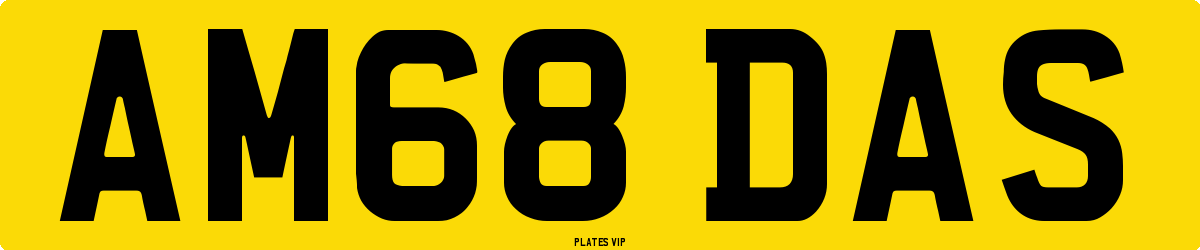 AM68 DAS Number Plate