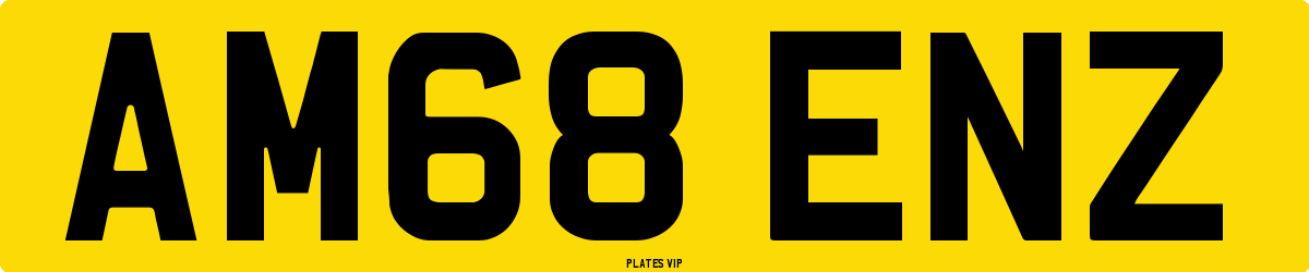 AM68 ENZ Number Plate