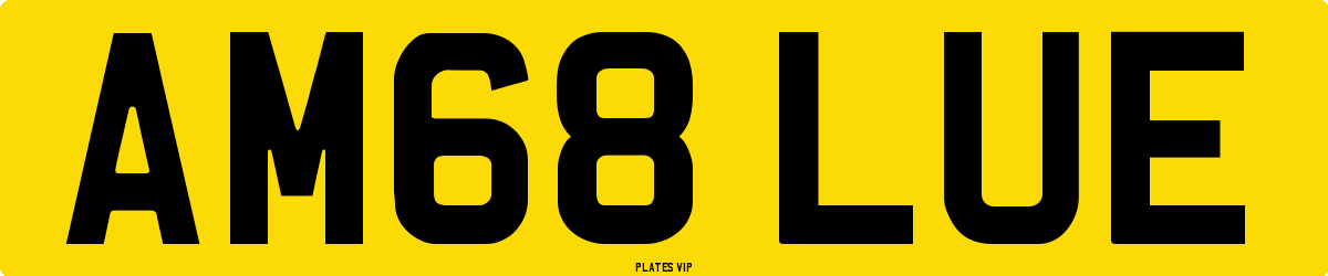 AM68 LUE Number Plate