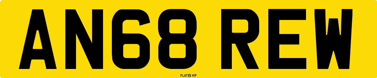 AN68 REW Number Plate