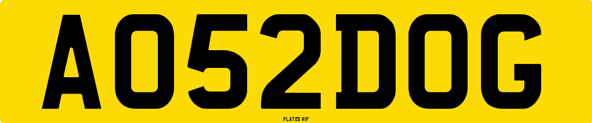 AO 52 DOG Number Plate