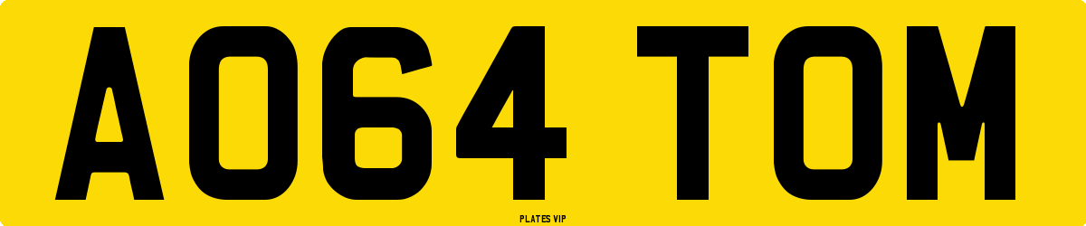 AO64 TOM Number Plate