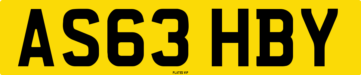 AS63 HBY Number Plate