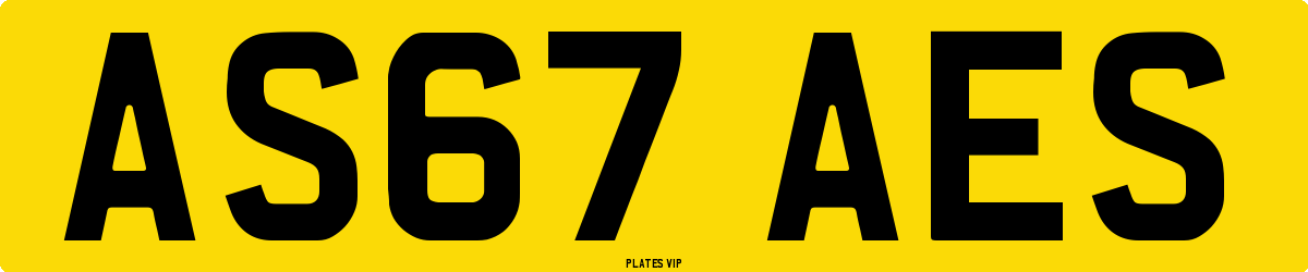 AS67 AES Number Plate