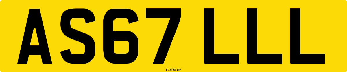 AS67 LLL Number Plate