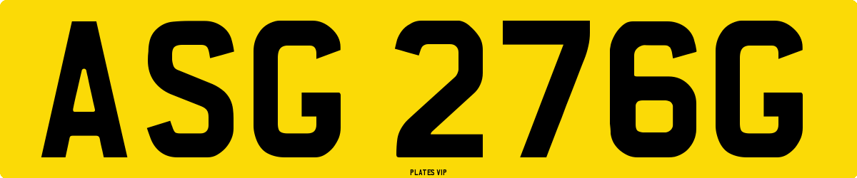 ASG 276G Number Plate