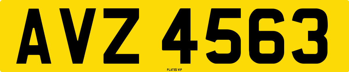AVZ 4563 Number Plate
