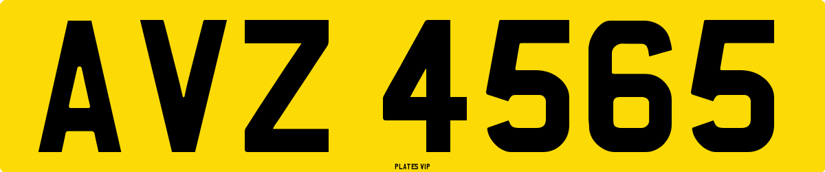 AVZ 4565 Number Plate