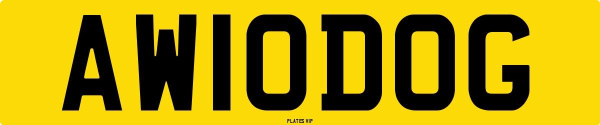 AW 10 DOG Number Plate