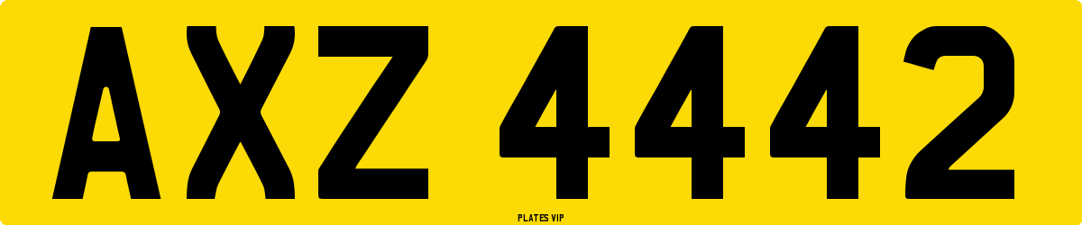 AXZ 4442 Number Plate