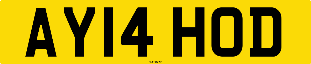 AY14 HOD Number Plate