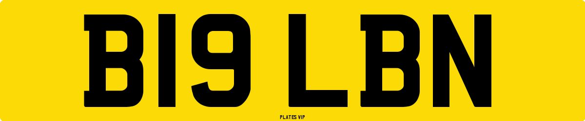 B19 LBN Number Plate